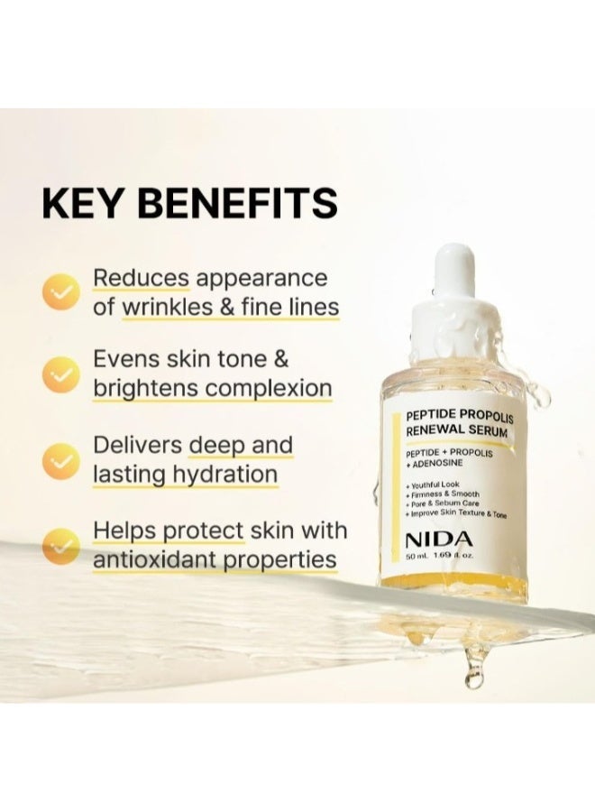 نيدا مجموعة 2-PACK NIDA المستخلص من نبات الجنتيانا مع حمض الهيالورونيك (50 مل) + مجموعة خلاصة البروبوليس والبيبتيد (50 مل) | ترطيب وتهدئة وتفتيح لون البشرة | يشد البشرة ويقلل من حجم المسام | يحسن نسيج البشرة ويقوي حاجز الجلد. - Image 4